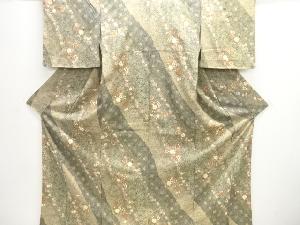 麻の葉に草花模様小紋着物